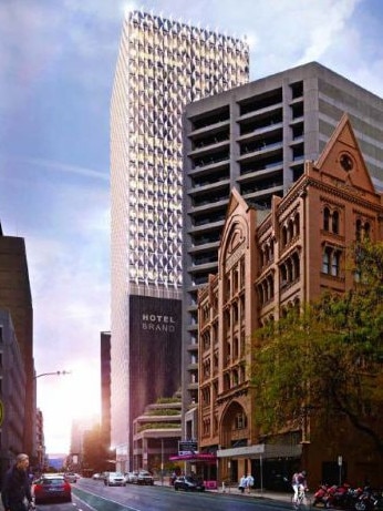 An artist impression of the hotel planned for 51 Pirie St. Picture: SCAP