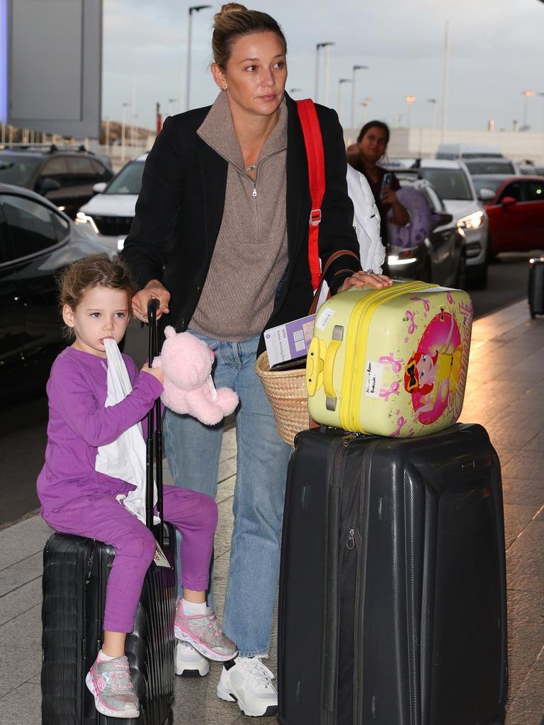 Kal’s wife Jasmine Yarbrough and daughter Harper left for Fiji a day earlier on Wednesday. Picture: Backgrid