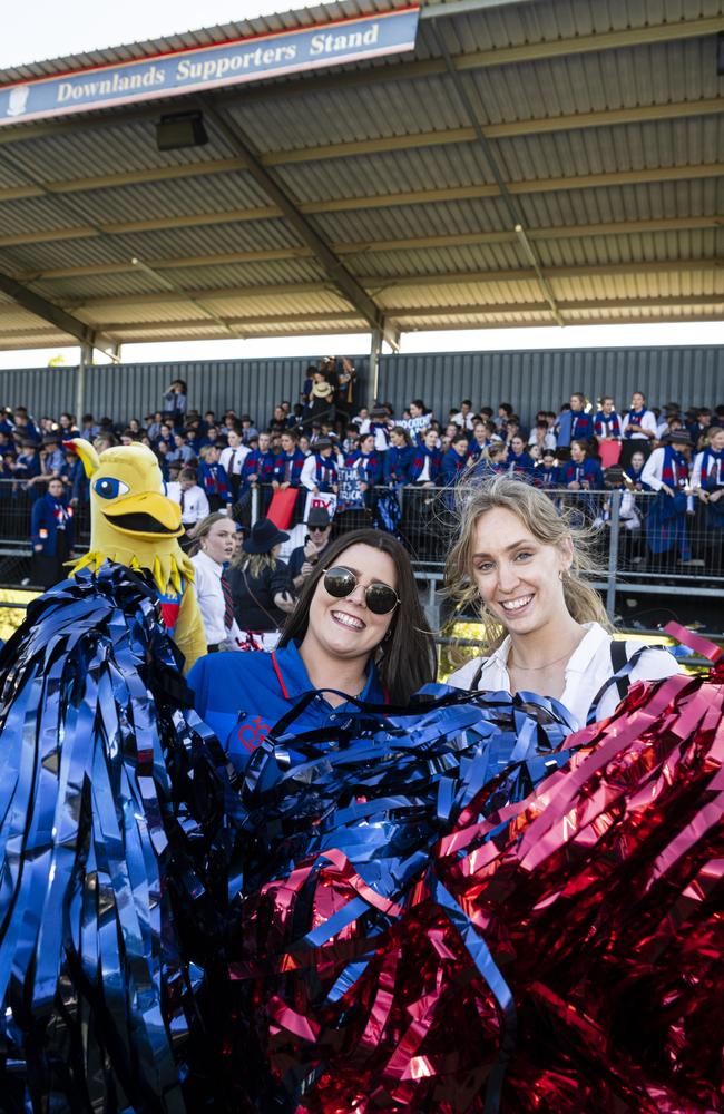 Menita Overton (left) and Phoebe Hutchinson show their support for Downlands. Picture: Kevin Farmer