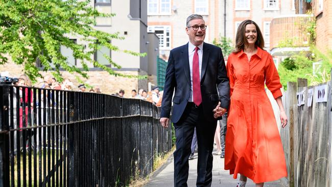 Keir Starmer walks with his wife Victoria Starmer. Picture: Leon Neal/Getty Images