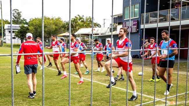 St. George Illawarra players training at the Broncos training ground in Red Hill. Picture: Richard Walker