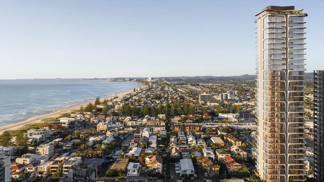 Artist impression of Peerless, a $255m, 36-storey tower proposed for Mermaid Beach by Sunland founder Soheil Abedian, his first project outside of his company. Picture: Supplied.