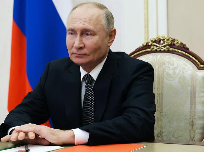 Russia's President Vladimir Putin holds a Security Council meeting via videoconference in Moscow on September 27, 2024. Picture: Sergey Ilyin / AFP