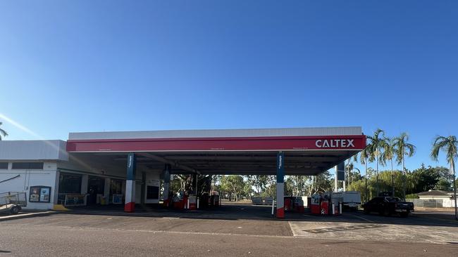 A woman was allegedly assaulted out the front of the service station at Holzerland St, Malak. Picture: Harry Brill