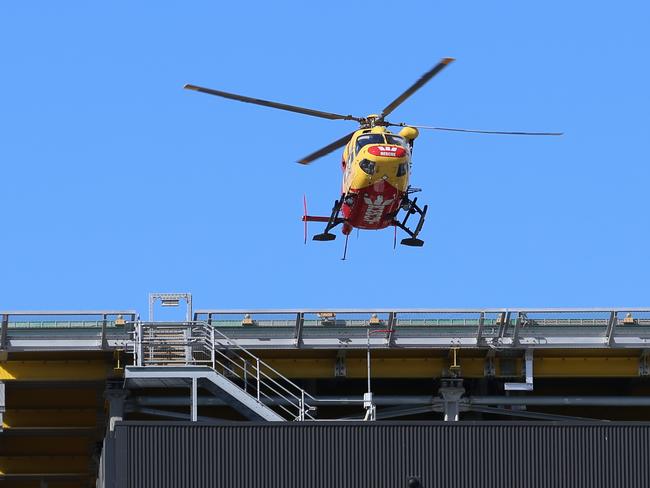 The Westpac Rescue Helicopter arriving at the Royal Hobart Hospital.Picture: Linda Higginson