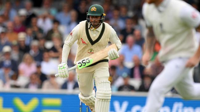 Usman Khawaja sets off for a run. Picture: AFP