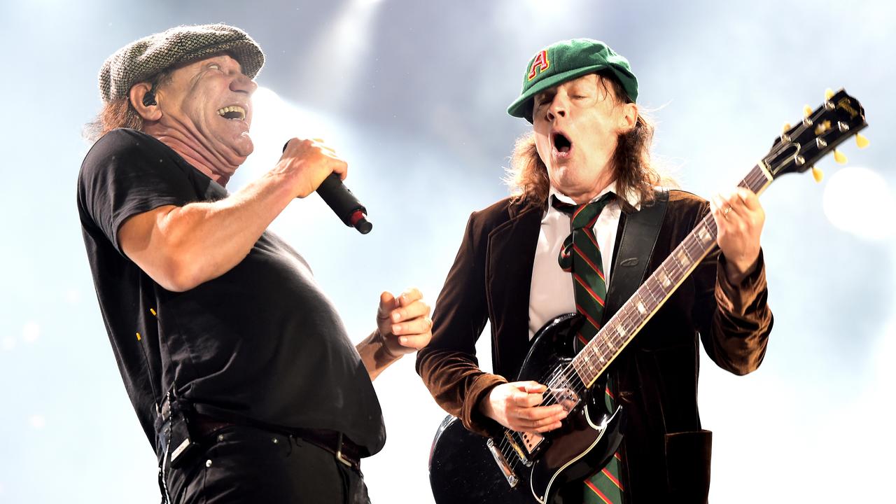 Singer Brian Johnson and musician Angus Young of AC/DC, pictured here in 2015 in Los Angeles, California. Picture: Getty Images