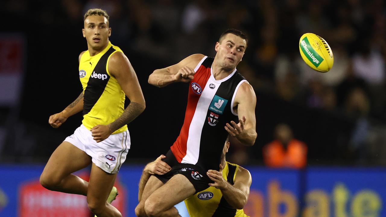 St Kilda recruit Brad Crouch will benefit when Saints’ rucks Paddy Ryder and Rowan Marshall return. Picture: Getty Images