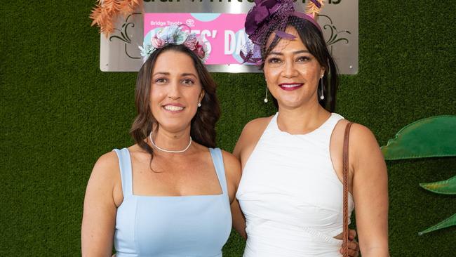 Shannon Aranui-Motlop and Lisa Collier at the 2023 Darwin Cup Carnival Ladies Day. Picture: Pema Tamang Pakhrin