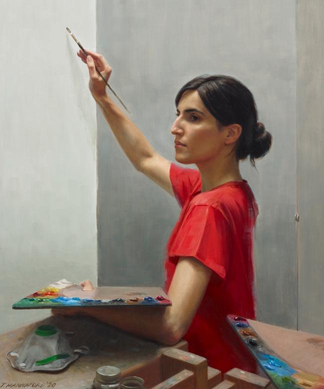 Highly commended: Self-portrait after “Allegory of Painting” by Tsering Hannaford