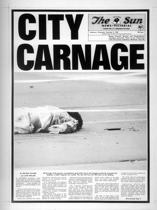 The front page of <i>The Sun</i> newspaper the day after the mass murders.