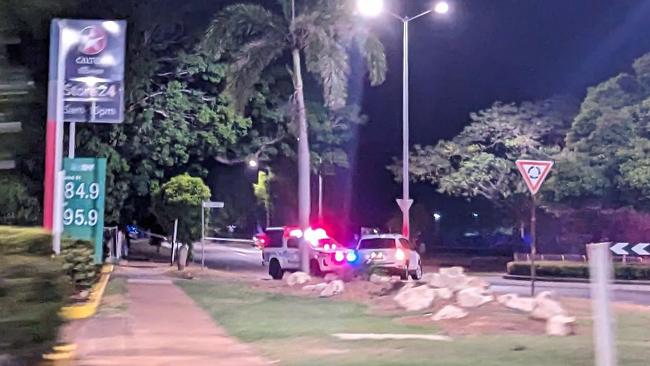 NT Police are investigating the hit and run death of a male pedestrian in Nightcliff. About five cars blockaded Progress Dr while a crime scene was in place. Picture: Katie Hall