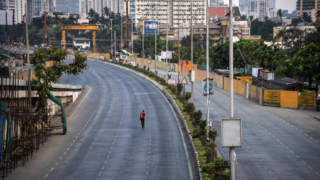 Usually bustling, Mumbai is India’s financial and commercial centre. Now, it’s a ghost town. Picture: Fariha Farooqui/Getty Images.