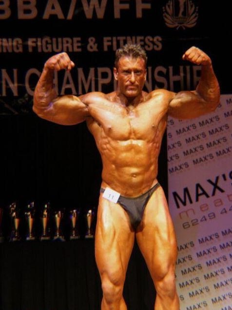 Mark Rodney Jones pictured competing in a body building contest. Jones has been convicted for the murder of Bradley Breward. Picture: Rx Muscle