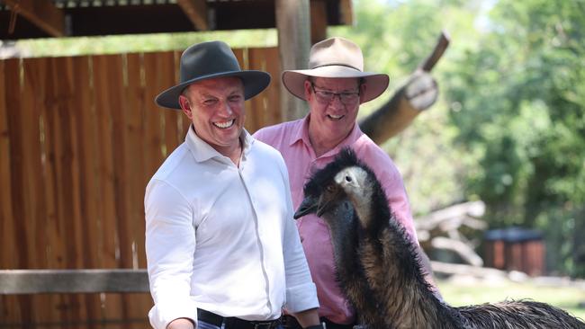 Steven Miles and Barry O’Rourke at Rocky Zoo. Pic Annette Dew