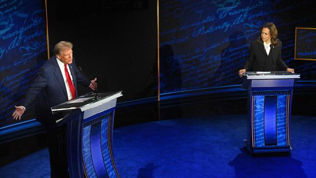 Former US President and Republican presidential candidate Donald Trump speaks during a presidential debate with US Vice President and Democratic presidential candidate Kamala Harris. Picture: AFP