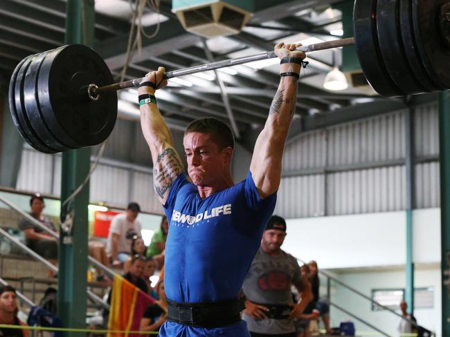 Sam Fahey competing in the Torture in the Tropics Crossfit competition. Picture: Brendan Radke.