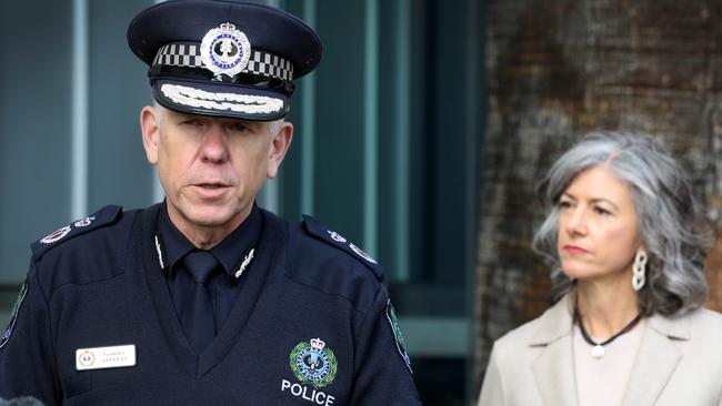 Police Commissioner Grant Stevens and chief public health officer Nicola Spurrier. Picture: Dean Martin