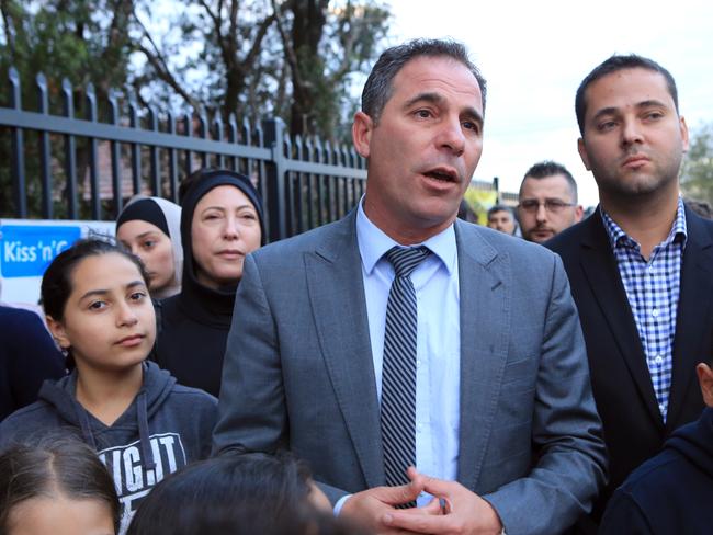 Lakemba MP Jihad Dib speaks at the vigil organised at Banksia Road Primary School in Greenacre. Picture: Christian Gilles