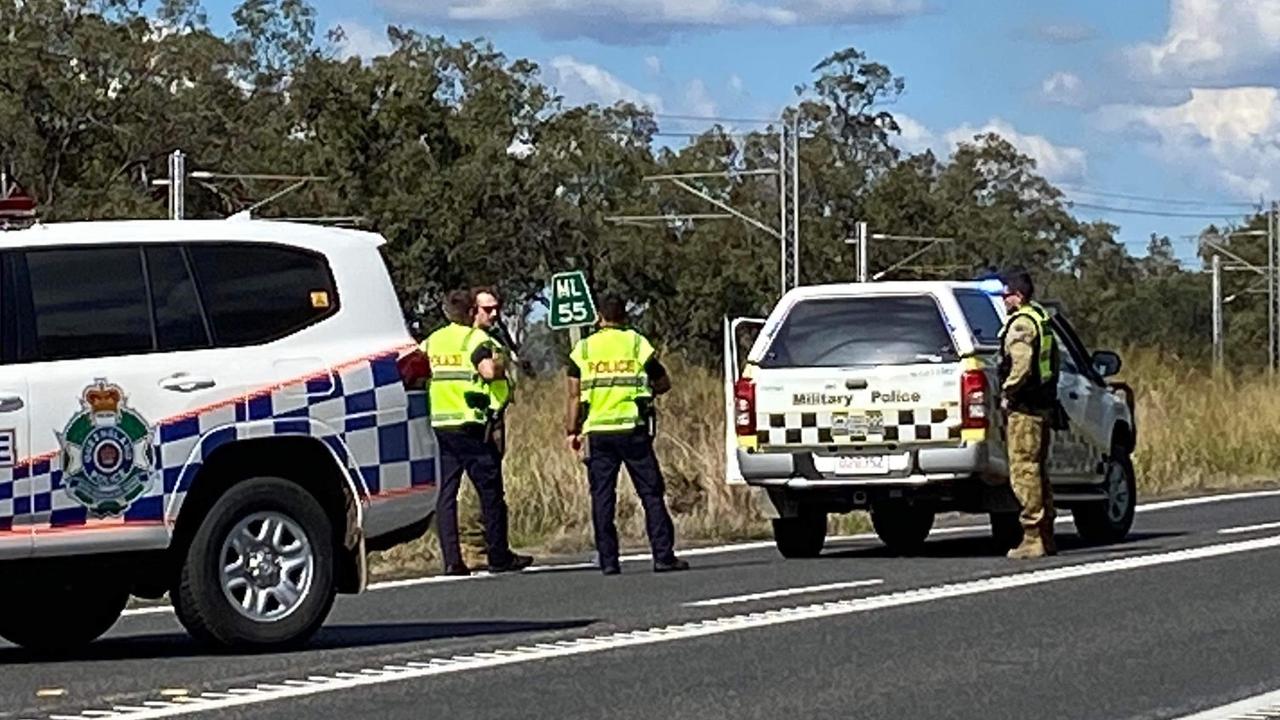 Military police have arrived on scene of the multi-vehicle crash at Bajool.