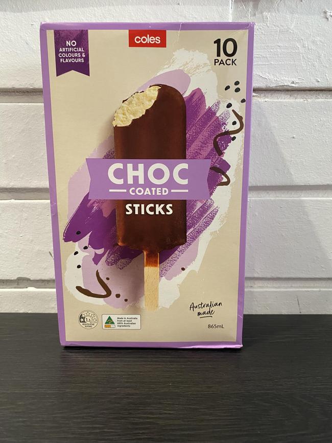 Coles Choc Coated Sticks (10 pack). Picture: Michaela Meade