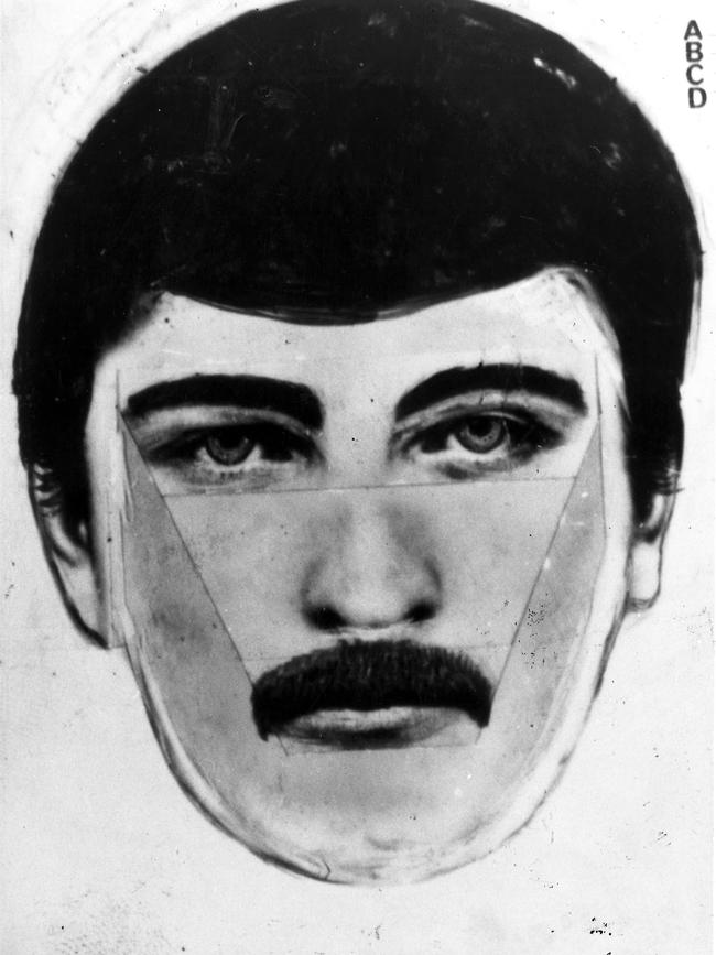 1983. Identikit of the witness description of the Lover's Lane killer. Photofit. Murder of Rodney Mitchell. Lovers Lane. Endeavour Hills, Melbourne.