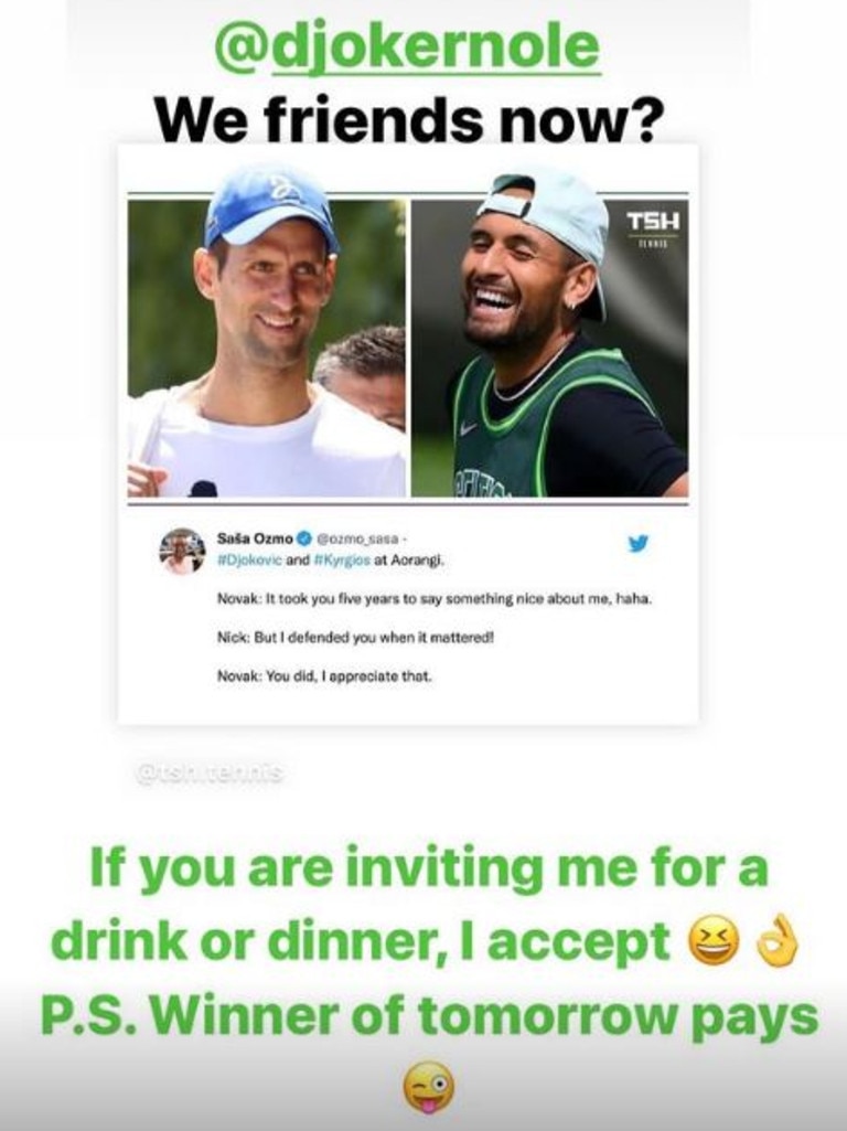 Novak put the dinner bet on the table...