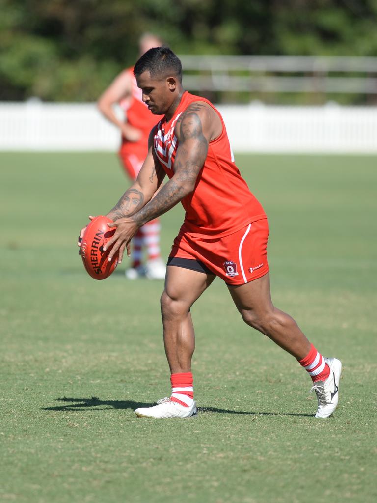 Ben Barba kicked 13 goals over two games in his senior Aussie rules debut. Photo: Callum Dick