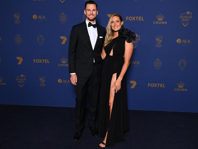 Peter Handscomb and Sarah Handscomb. Picture: Morgan Hancock/Getty Images for Cricket Australia