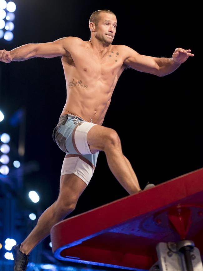 Matt Filippi during his semi-final run on the Ninja Warrior course.