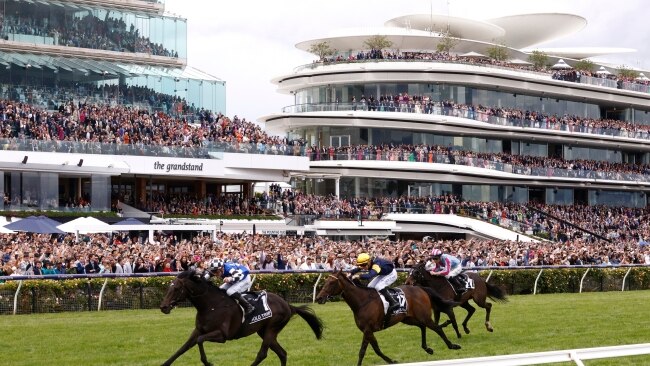 Mark Zahra riding Gold Trip wins the Cup. Photo by Daniel Pockett/Getty Images.