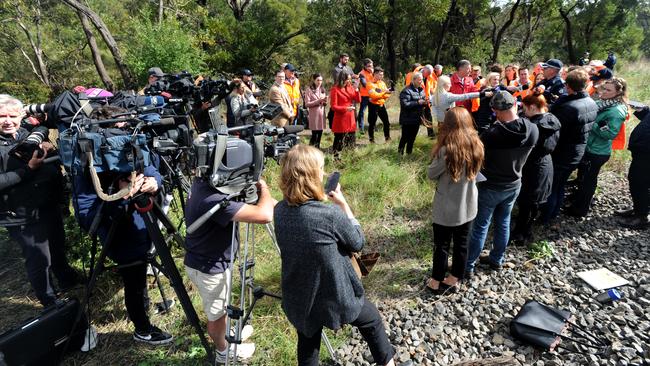 Authorities address the media in the wake of the horror crash. Picture: Andrew Henshaw