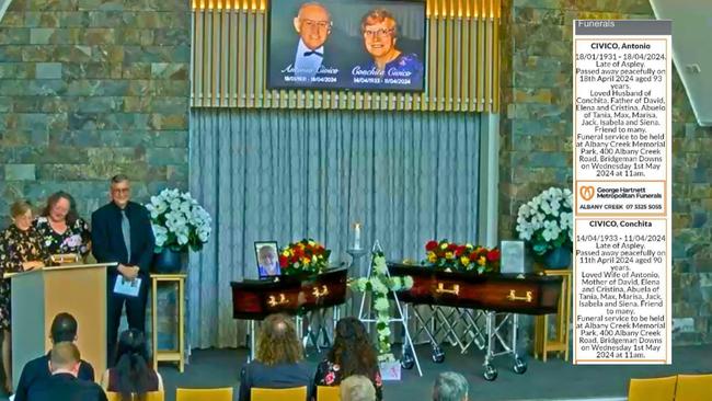 Cristina, Elena and David Civico pay tribute to their parents Antonia and Conchita Civico who died within days of each other after 64 years of marriage. Picture: George Hartnett Funerals