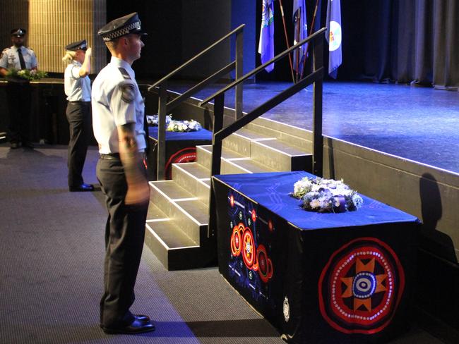 Wreaths were laid at the Mackay memorial service held at the convention centre on December 21, 2022. Picture: Andrew Kacimaiwai