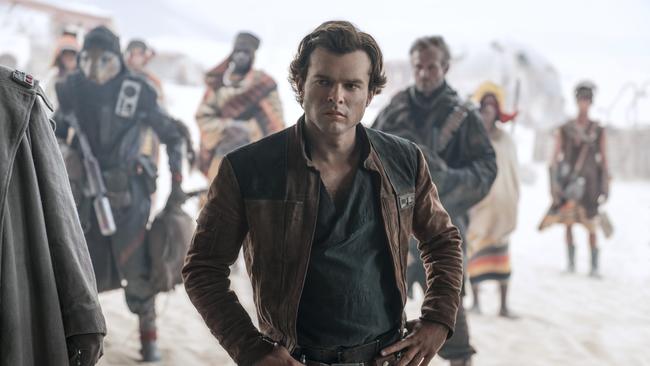 In this image released by Lucasfilm, Alden Ehrenreich appears in a scene from "Solo: A Star Wars Story," which will premiere at the Cannes Film festival in southern France. (Jonathan Olley/Lucasfilm via AP)