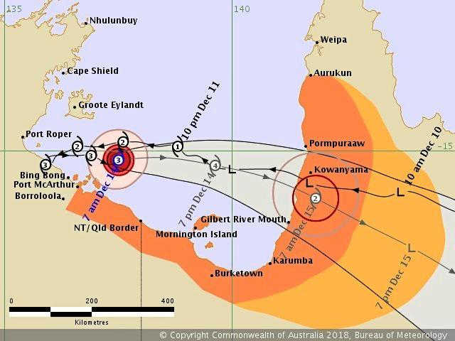 TC Owen is expected to reach category four by 1pm this afternoon. Picture: Bureau of Meteorology