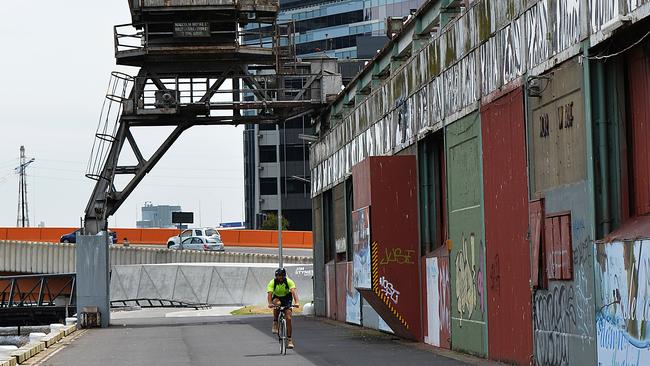 The Flinders Wharf site with old cargo shed and crane. Picture: Ellen Smith