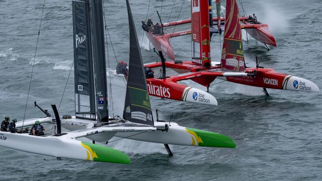 The racing is close and fierce in SailGP. Picture Bob Martin/SailGP.