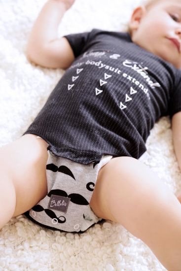Pattern 10 mm buttons Snap & Extend® baby bodysuit (onesie) extender ·  Bellelis Australia Pty Ltd