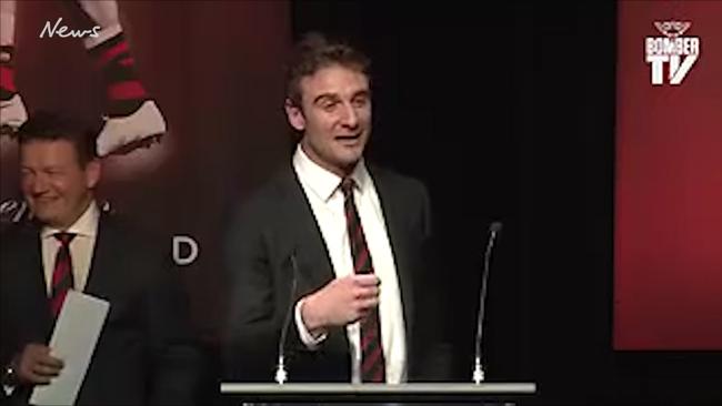 Jobe Watson also thanked the club and his fans for their support throughout his career. Picture: Bomber TV