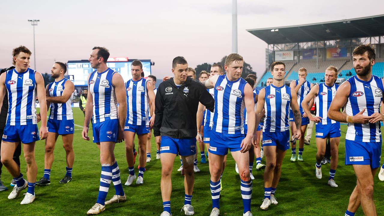 The Kangaroos’ worries go far beyond their injury list. (Photo by Dylan Burns/AFL Photos via Getty Images)