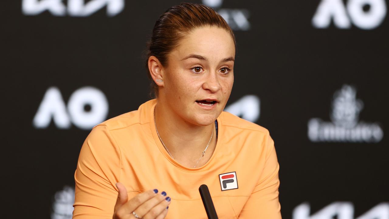 Ashleigh Barty reacts to her shock Australian Open loss.
