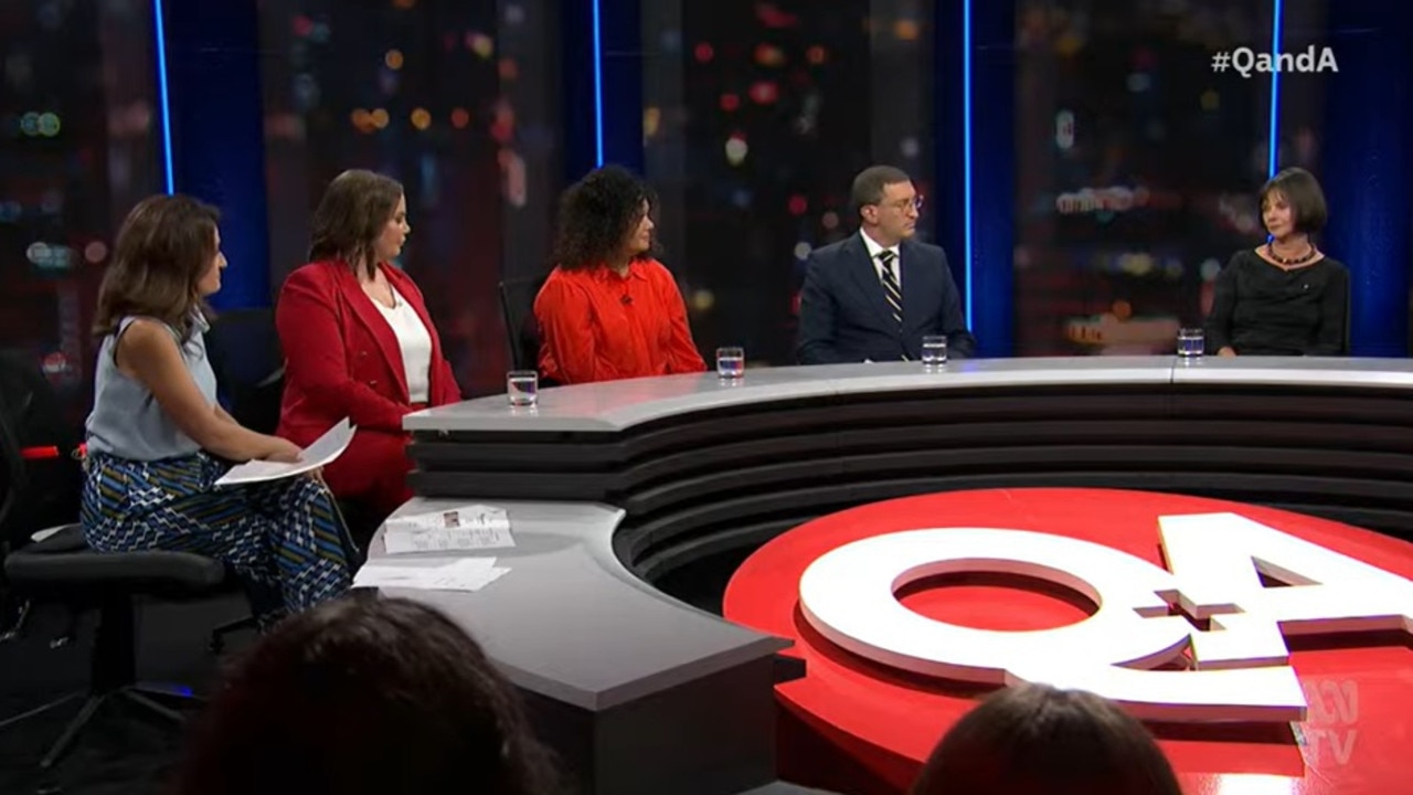 Jelena Dokic (second from left) joined the panel on QandA on Monday evening. Picture: ABC