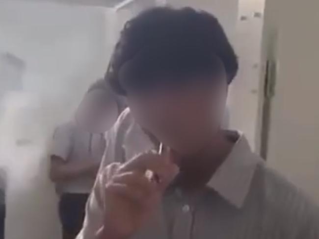 A number of students have been suspended from Emmaus College Rockhampton after a video surfaced of students vaping in a toilet block.