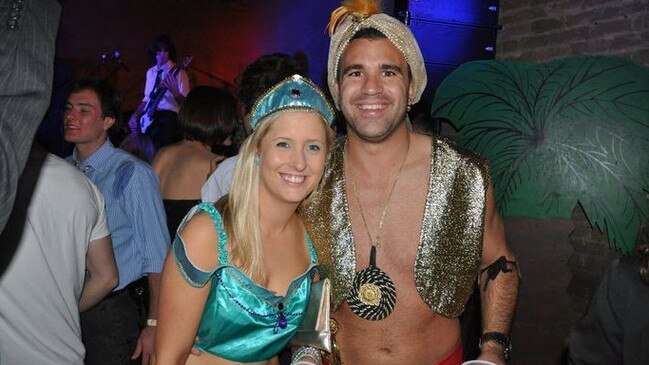 Peter Malinauskas and Annabel West at a party, before being married.