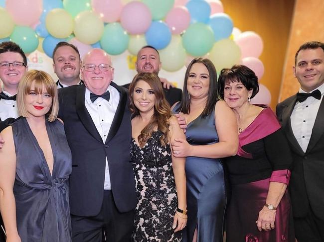 Ben Dunstan, Jonathan Dunstan, Zak O’Brien, Phoebe Dunstan, Ric Dunstan, Katie Dunstan, Nikki O’Brien, Donna Dunstan, and Andrew Dunstan at a Kids of Macarthur Ball.