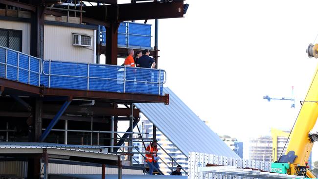 A worker on Brisbane’s Cross River Rail project is in a critical condition after plunging about 10m from the Boggo Road station site on Tuesday. Picture David Clark