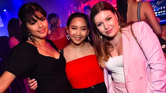 Fatima Diaz, Aivan Tran and Demi Rea at Shooters in 2019.