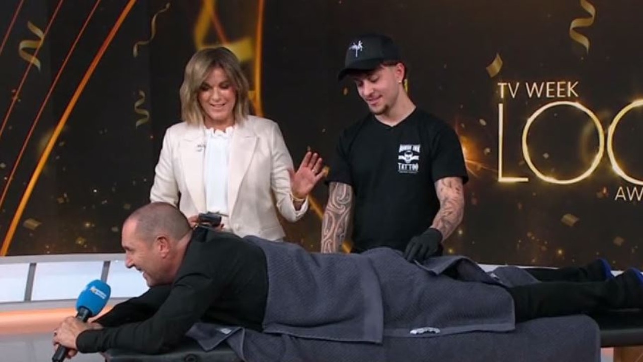 Emdur received a tattoo live on air. Picture: Channel 7