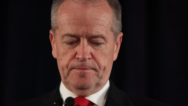 Bill Shorten concedes defeat. Picture: Kym Smith